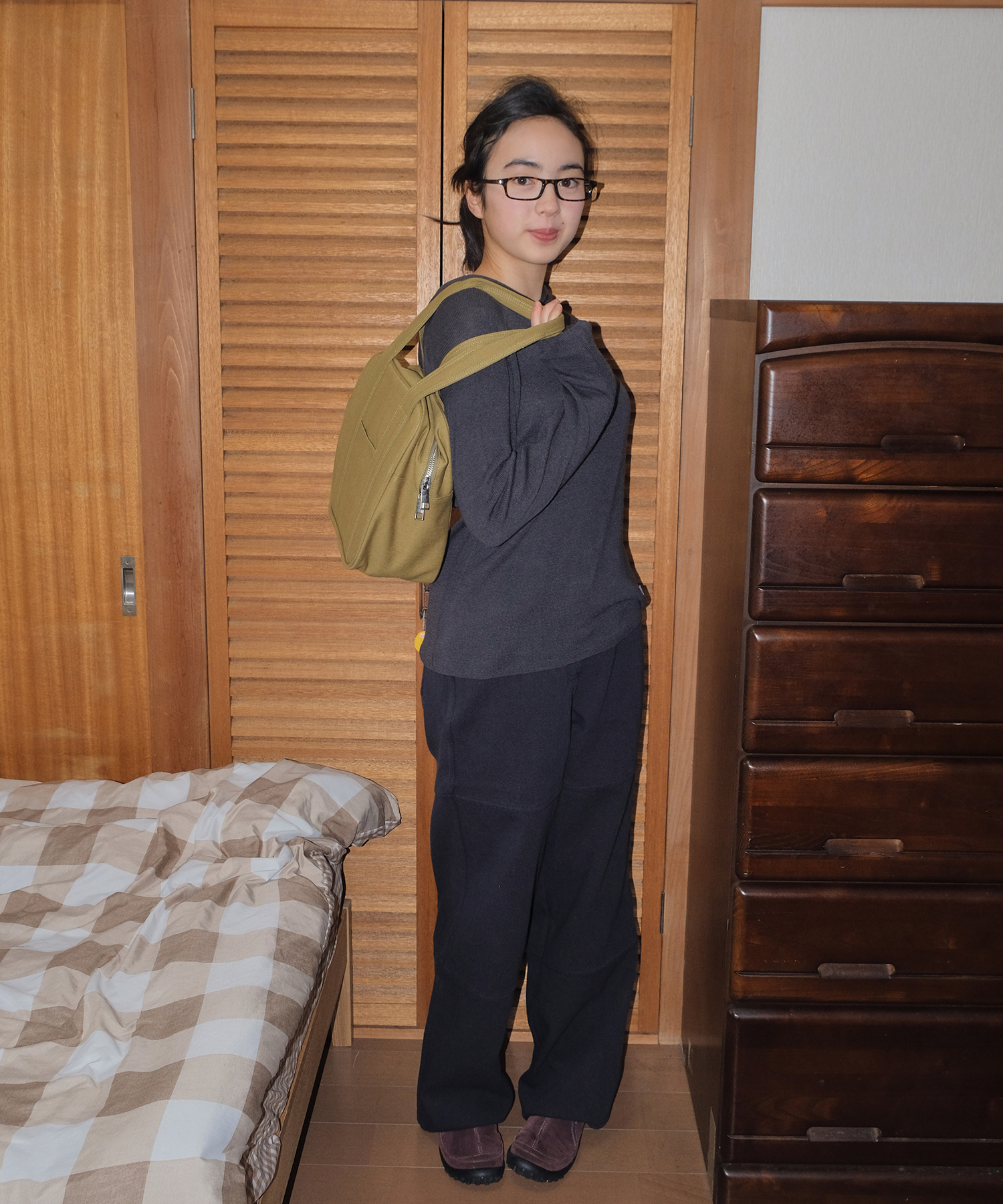 SQUARE WASHED TOTE BAG MOSS
