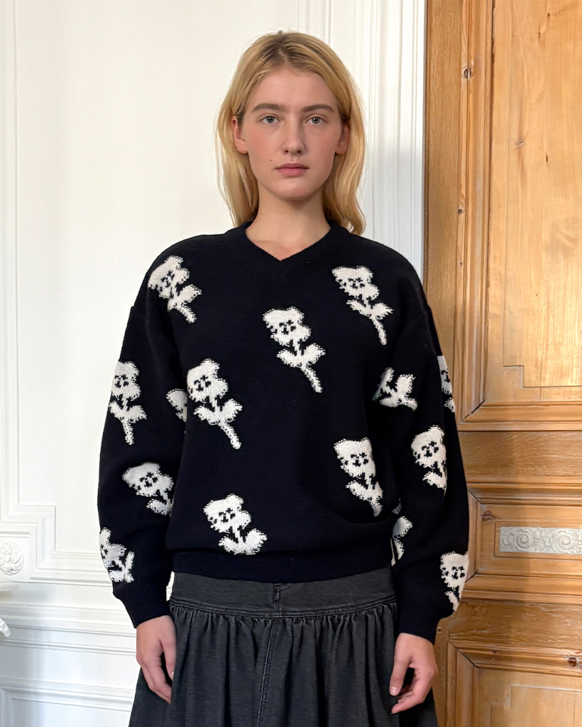 SN Flower Loose Fit Knit (Navy)