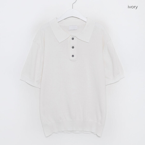 ボタンポロニットトップス ボーダーポロニットトップス – hellam