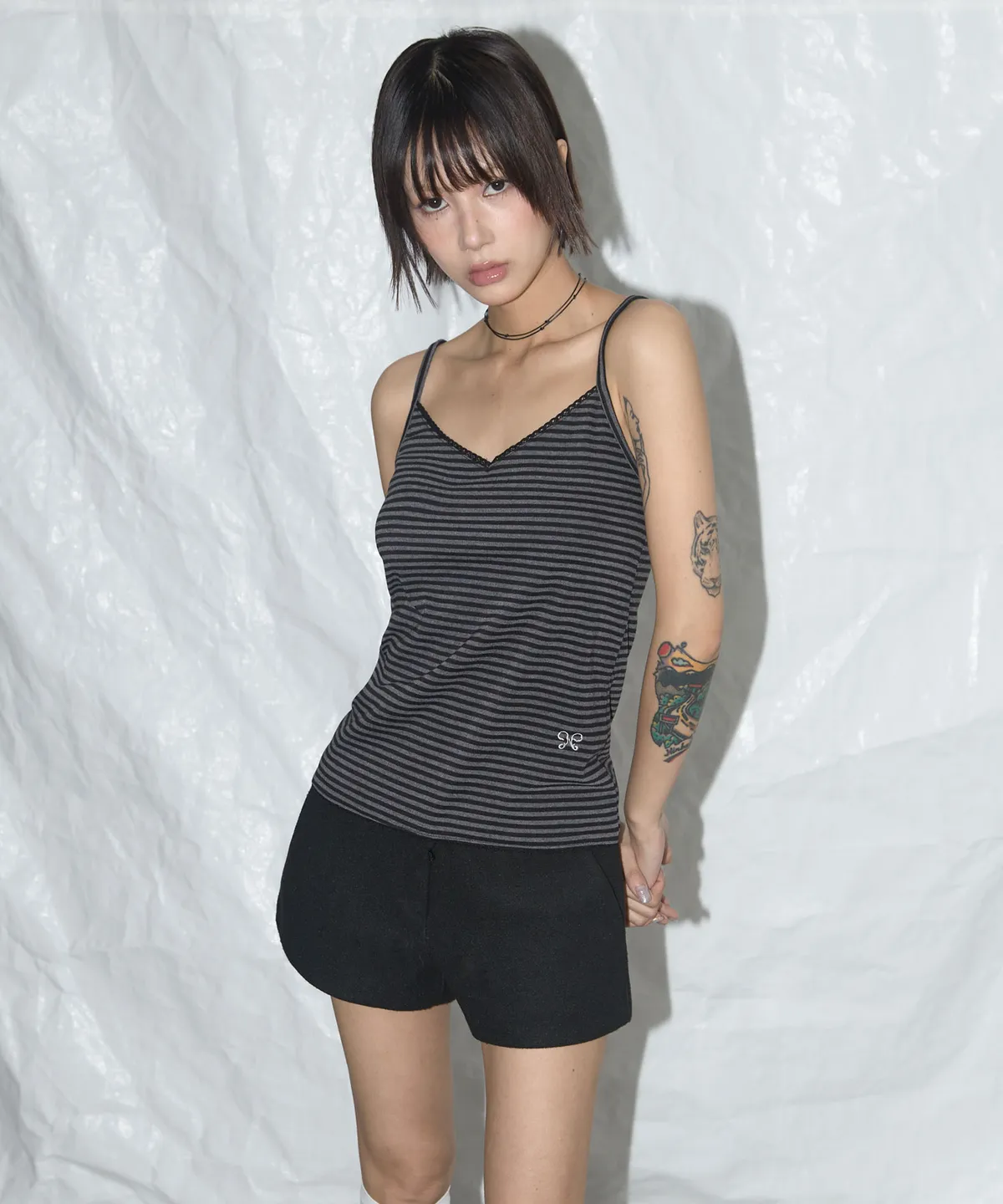 Lace Stripe Basic Sleeveless (Black Stripe) F25QB093