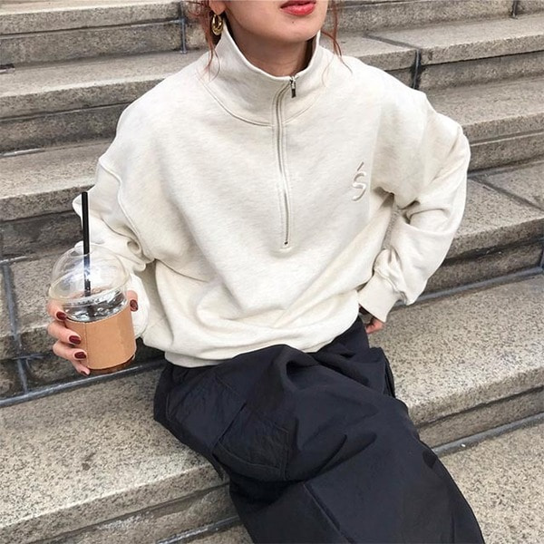 NO POINT ハーフジップスウェット ステッチハーフジッパースウェット | ファッション通販サイト NUGU