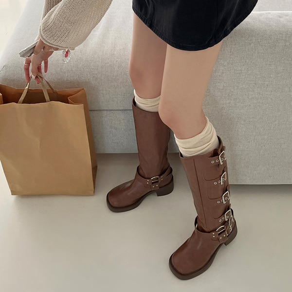 ベルトバックルロングブーツ(5cm) | ファッション通販サイト NUGU