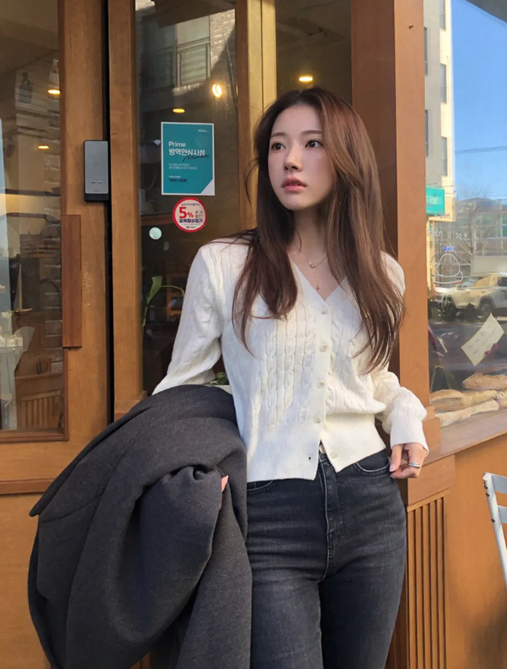 [20%クーポン+最安値挑戦]Genty Cable V-Neck Symbol Cardigan
