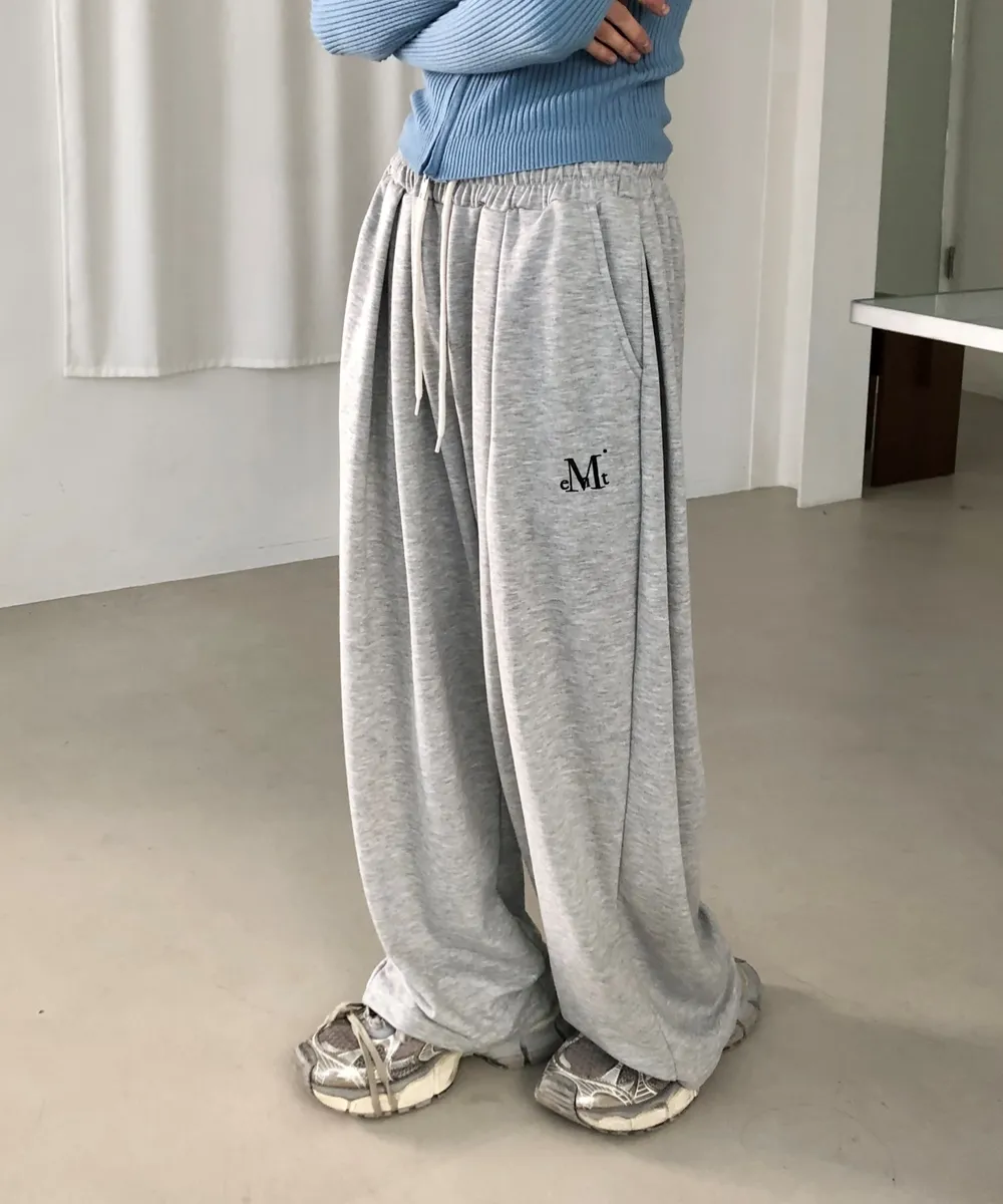SIGNATURE FOUR PINTUCK WIDE SWEAT PANTS (2COLOR)