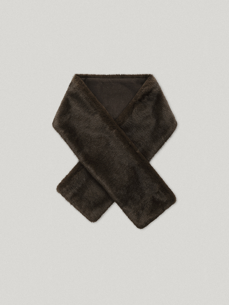Meea Fur Scarf Brown