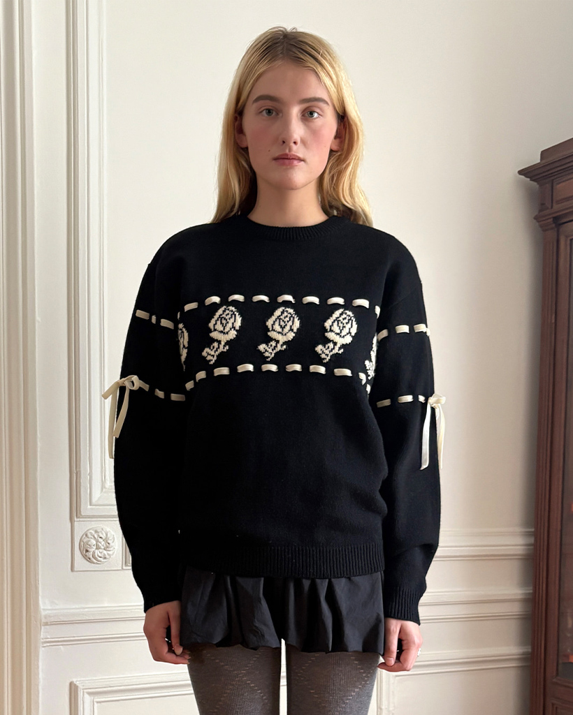 SN Rose Velvet Eyelet Knit (Black)