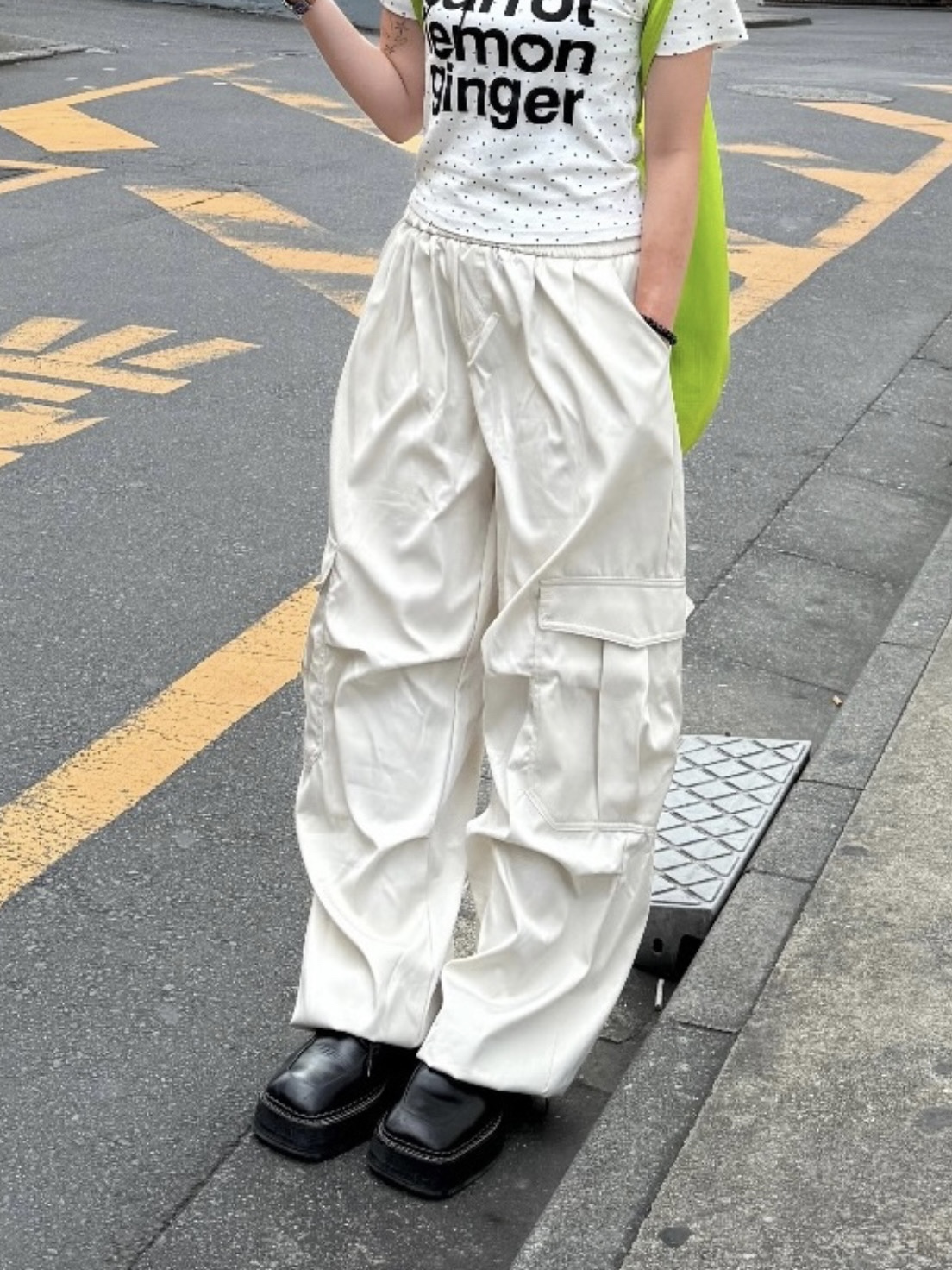 フラワー ワイドレッグ パンツ 韓国 ユニセックス 春 秋 cr9007 B04177EW00799_5_l.jpg