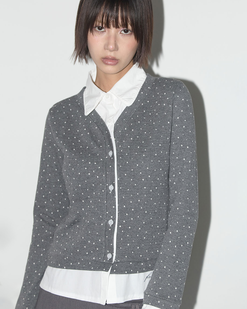 [Influencer pick] Frill Shirt Layered Cardigan (DOT)_F24ZB066