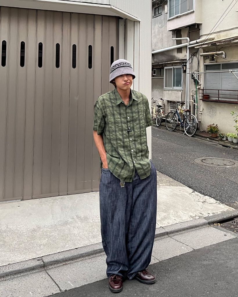 ユニセックス）タータンチェックハーフスリーブシャツ
