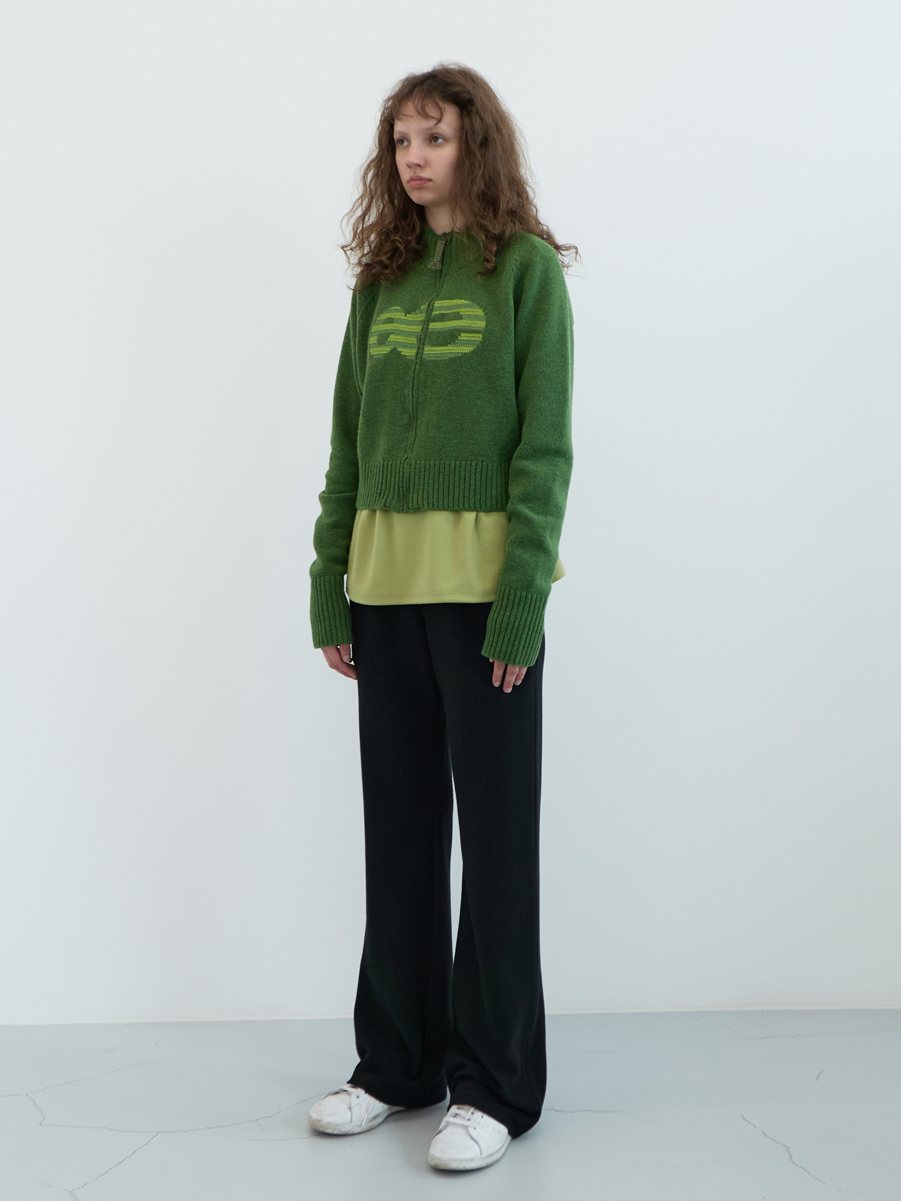 Needle Logo High-neck Zip-up (Green) | ファッション通販