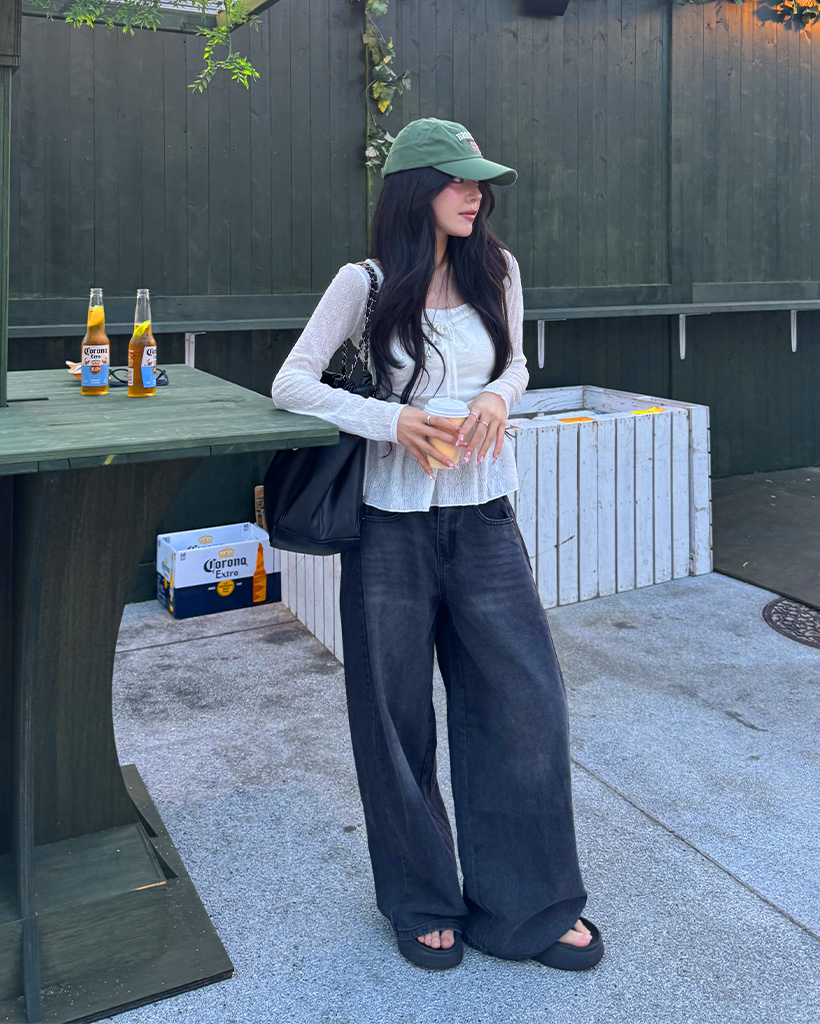 ブラックワイドデニムパンツ | ファッション通販サイト NUGU