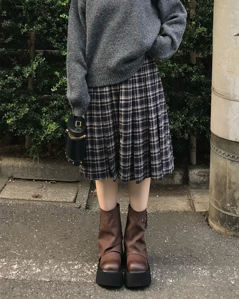 チェックプリーツミディスカート | ファッション通販サイト NUGU