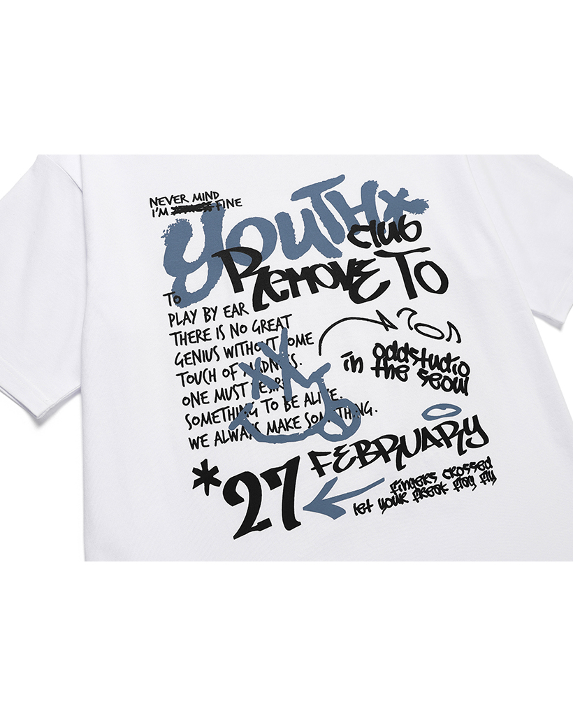 Youth Graffiti Graphic Oversized Fit T-Shirt - white