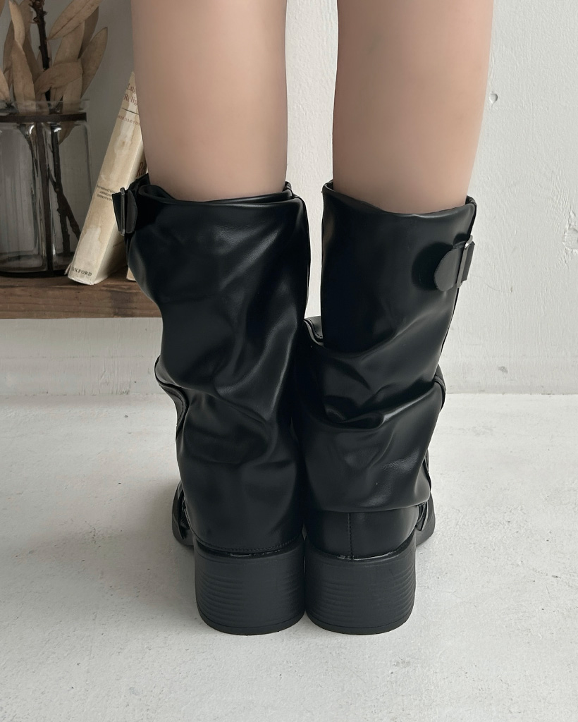 バックルラウンドミドルブーツ | ファッション通販サイト NUGU