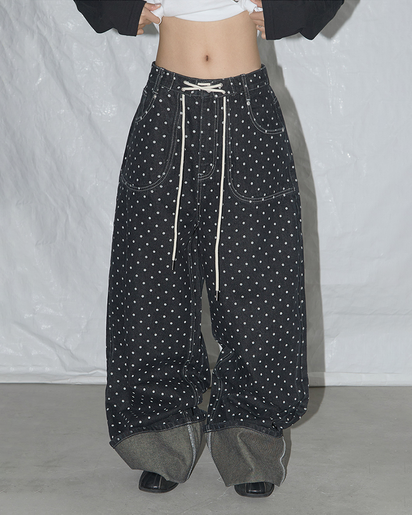 Influencer pick] String Dot Roll-Up Pants (Black) F25QD890