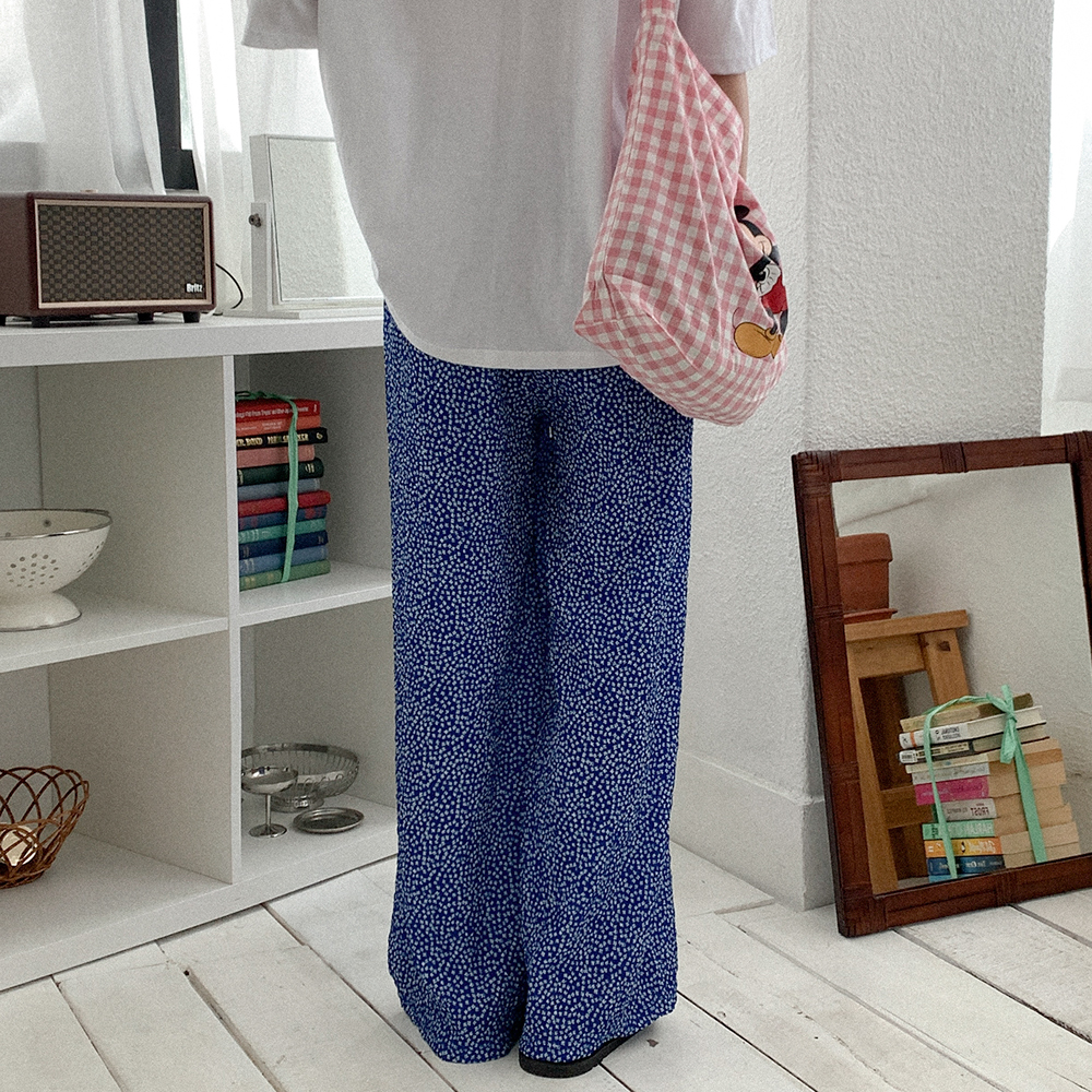フラワーリンクルウエストゴムパンツ | ファッション通販サイト NUGU