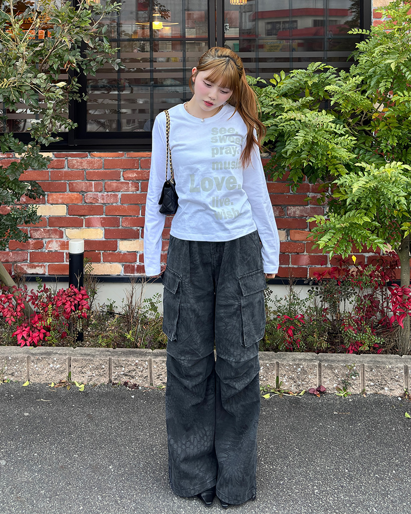 サイドポケットワイドデニムパンツ