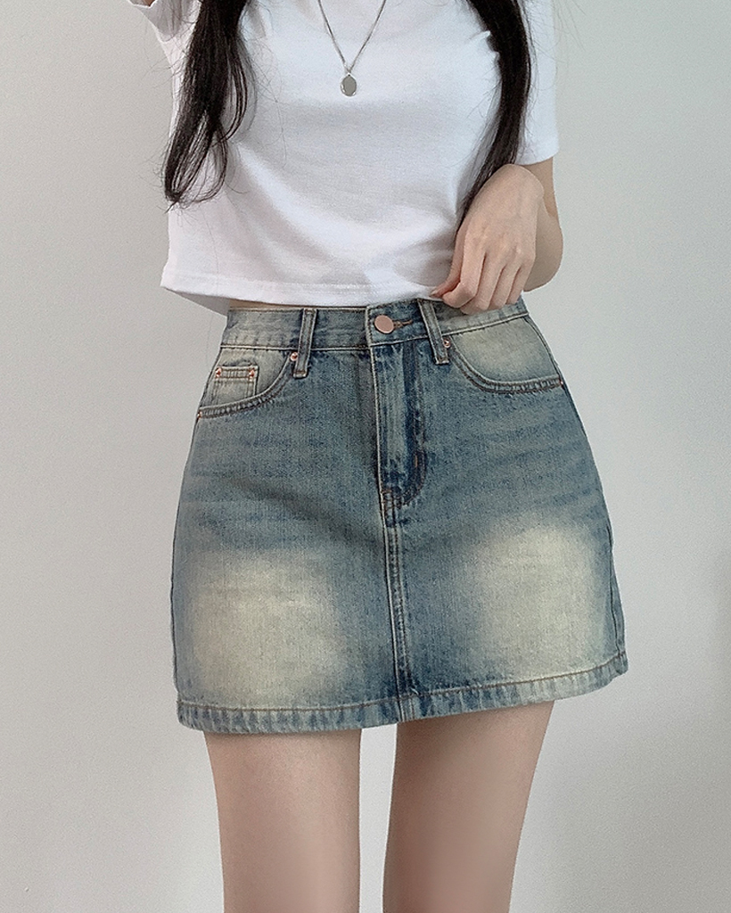 ウォッシュデニムミニスカート