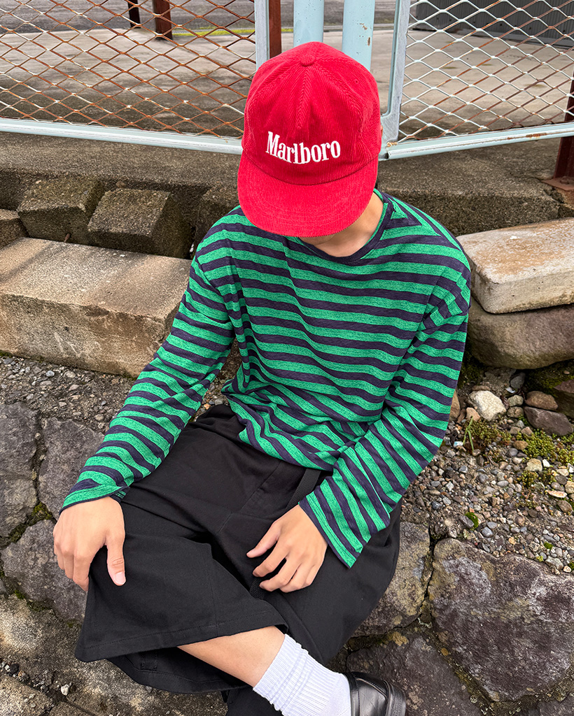 ストライプリネンロングスリーブTシャツ