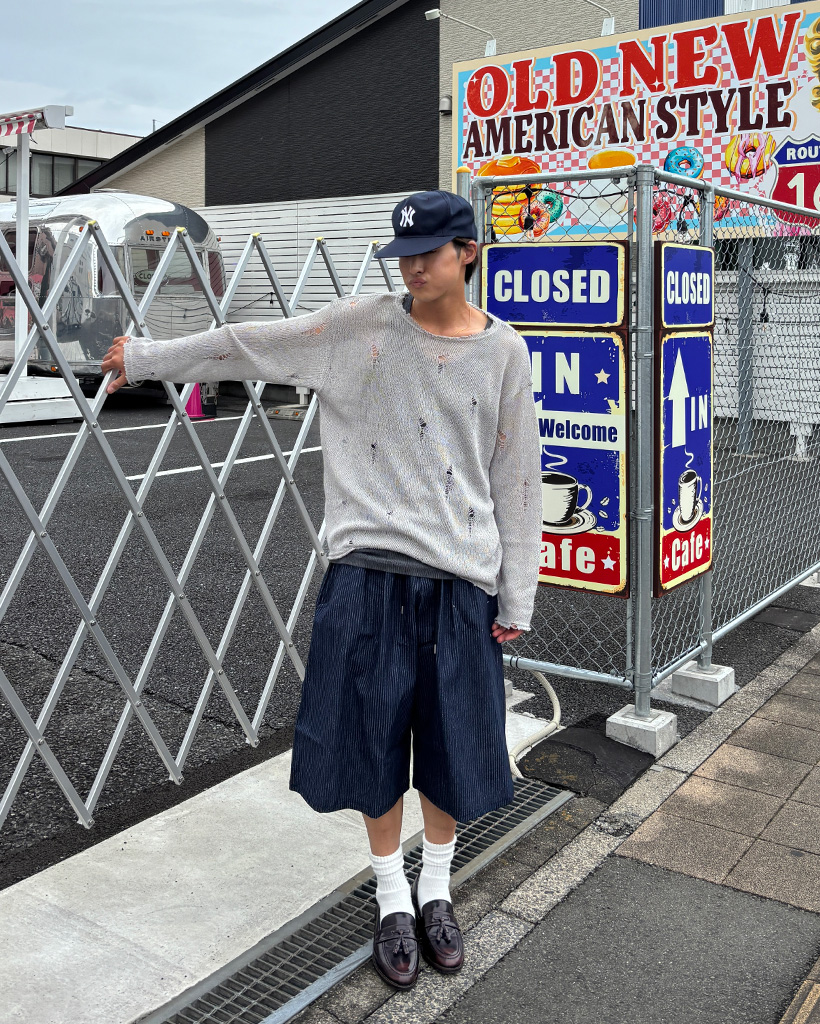 ★BLACKUP★ カーペンターバミューダデニムパンツ 2色 ユニセックス) ワッペンカーペンターデニムパンツ