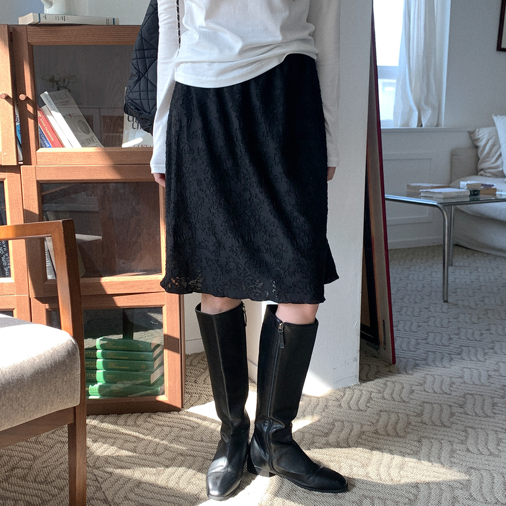 フラワー レース ミディ ロング スカート ボトムス