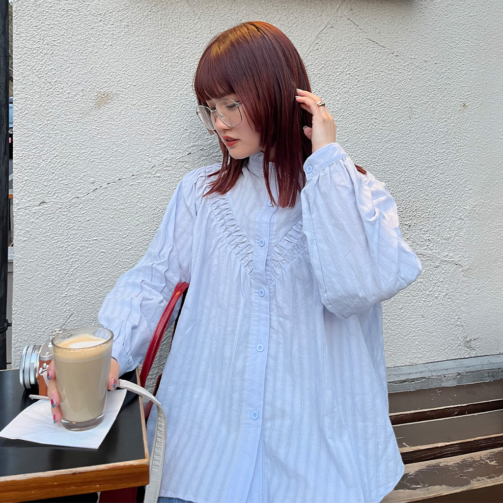 タック入りフリルブラウス | ファッション通販サイト NUGU