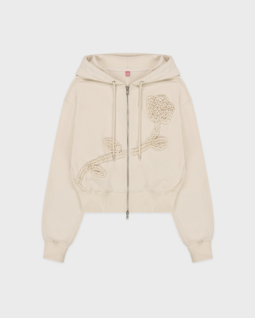 Rose Frill Hoodie Zipup (Ivory) | ファッション通販サイト NUGU