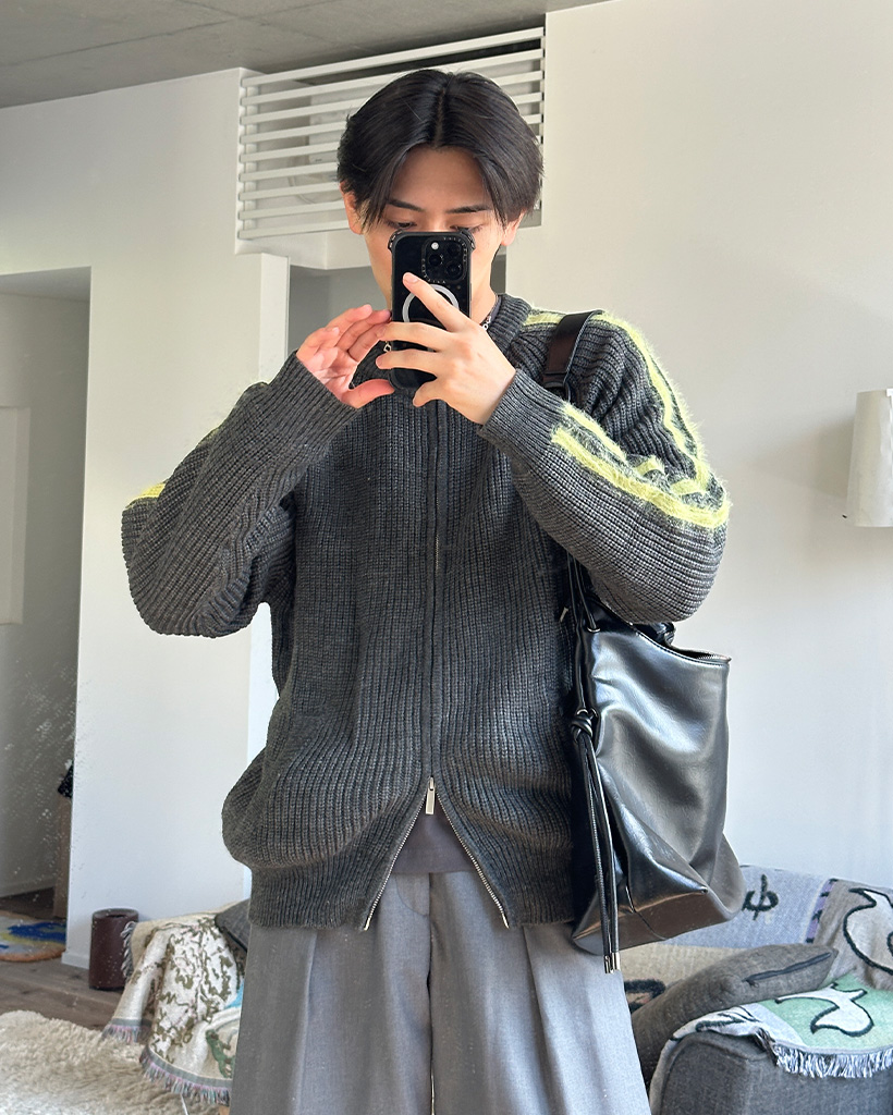 スリーブラインダブルジップニット | ファッション通販サイト NUGU