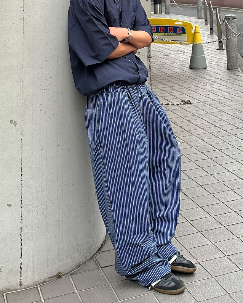 斑♫ パッチポイントストライプデニムパンツ | ファッション通販