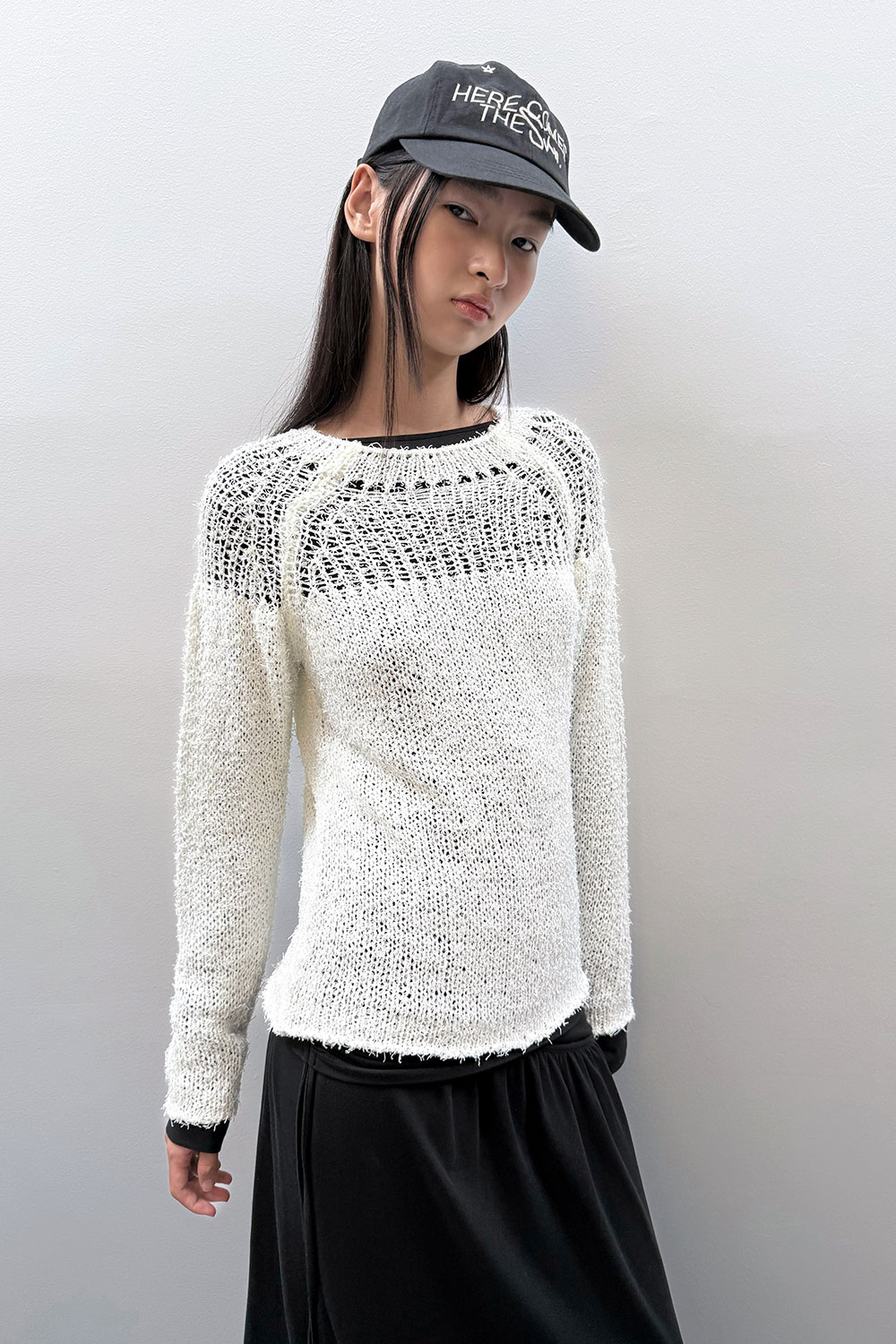 NETTING MIXED KNIT - ivory
