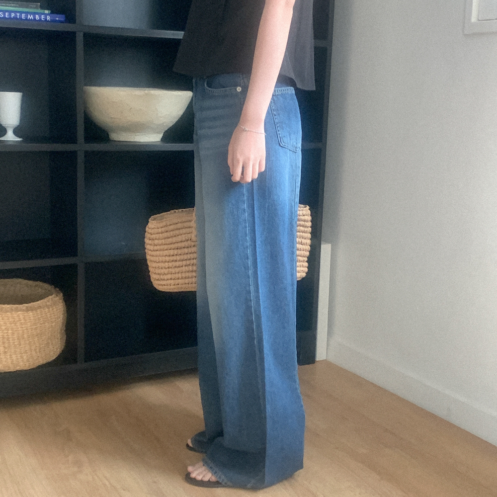 バックスリットワイドデニムパンツ | ファッション通販サイト NUGU