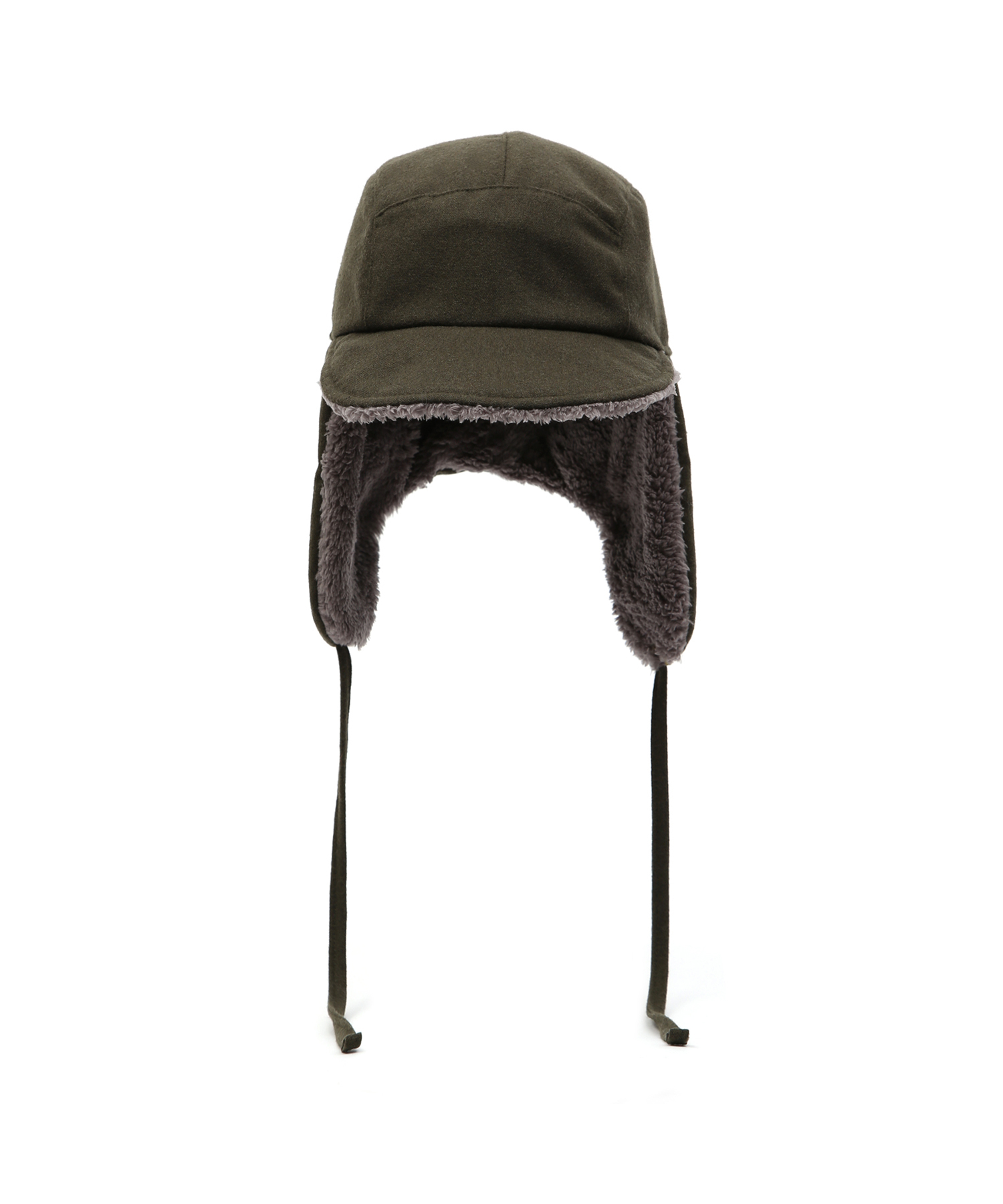 TRAPPER HAT / REVERSE FUR / FLANNEL OLIVE(冬 両面 耳付キ帽子