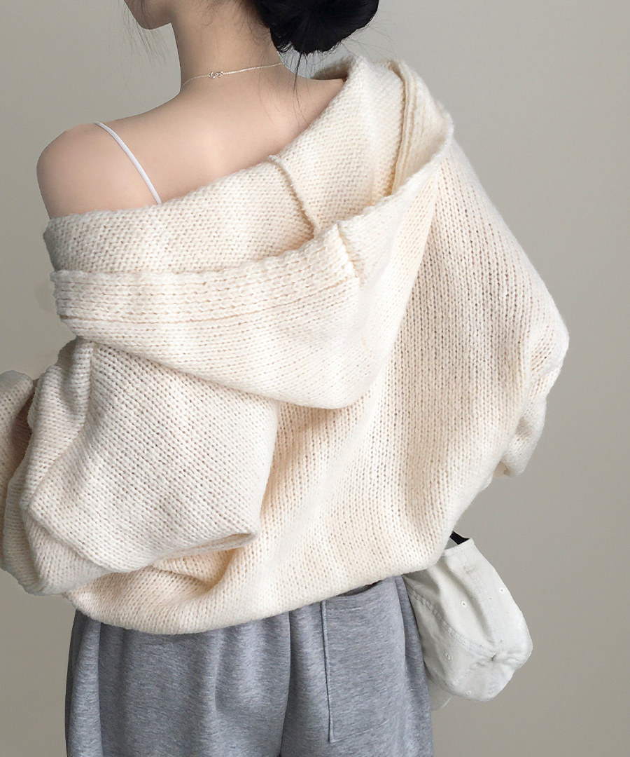 STONE  ウール　リブ編み　フード　カーディガン　Sサイズ STONE ウール リブ編み フード カーディガン Sサイズ オーバー