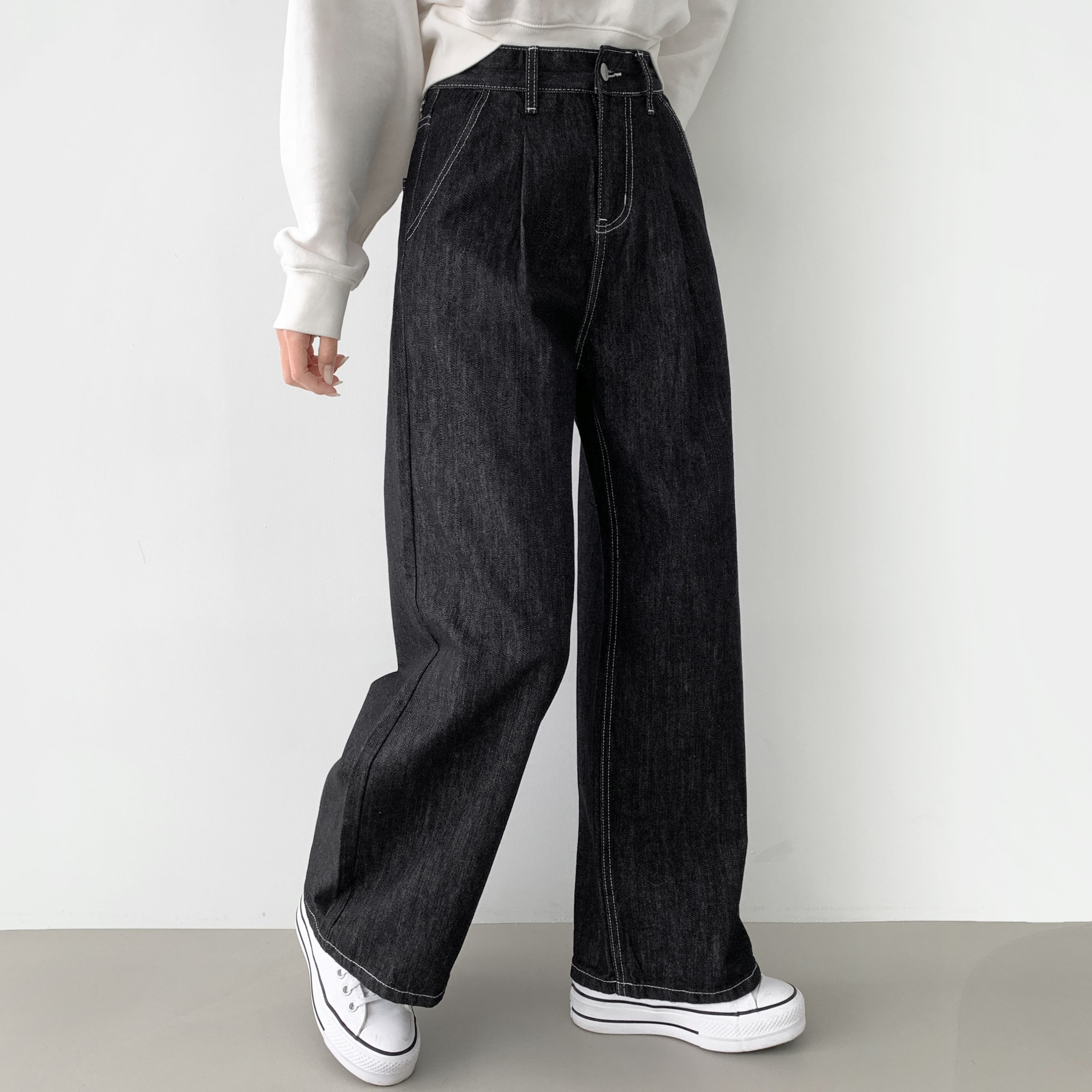 2XL] ローデニムタック入りワイドデニムパンツ | ファッション通販