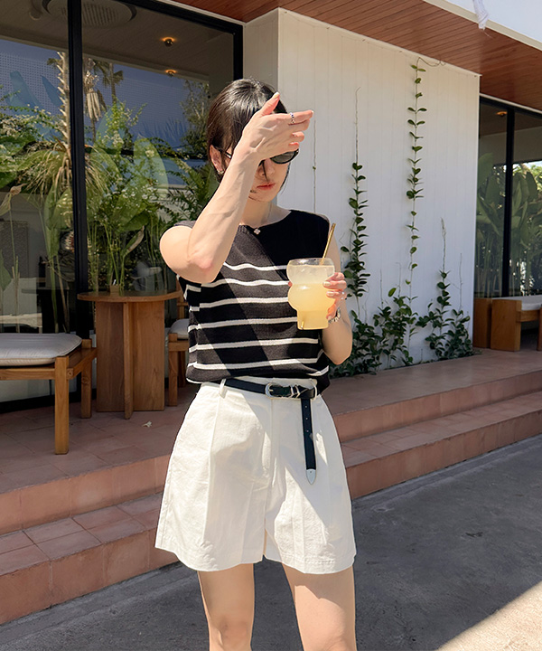 【HILLDA】★フリック ストライプ スリーブレス トップ★ SLY | PHOTO PRINT BARE トップス (ベアトップ ) |SHEL'TTER