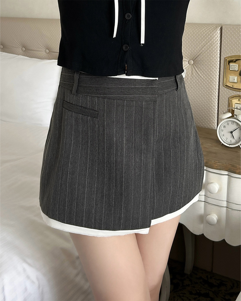 ピンストライプラップミニスカート | ファッション通販サイト NUGU