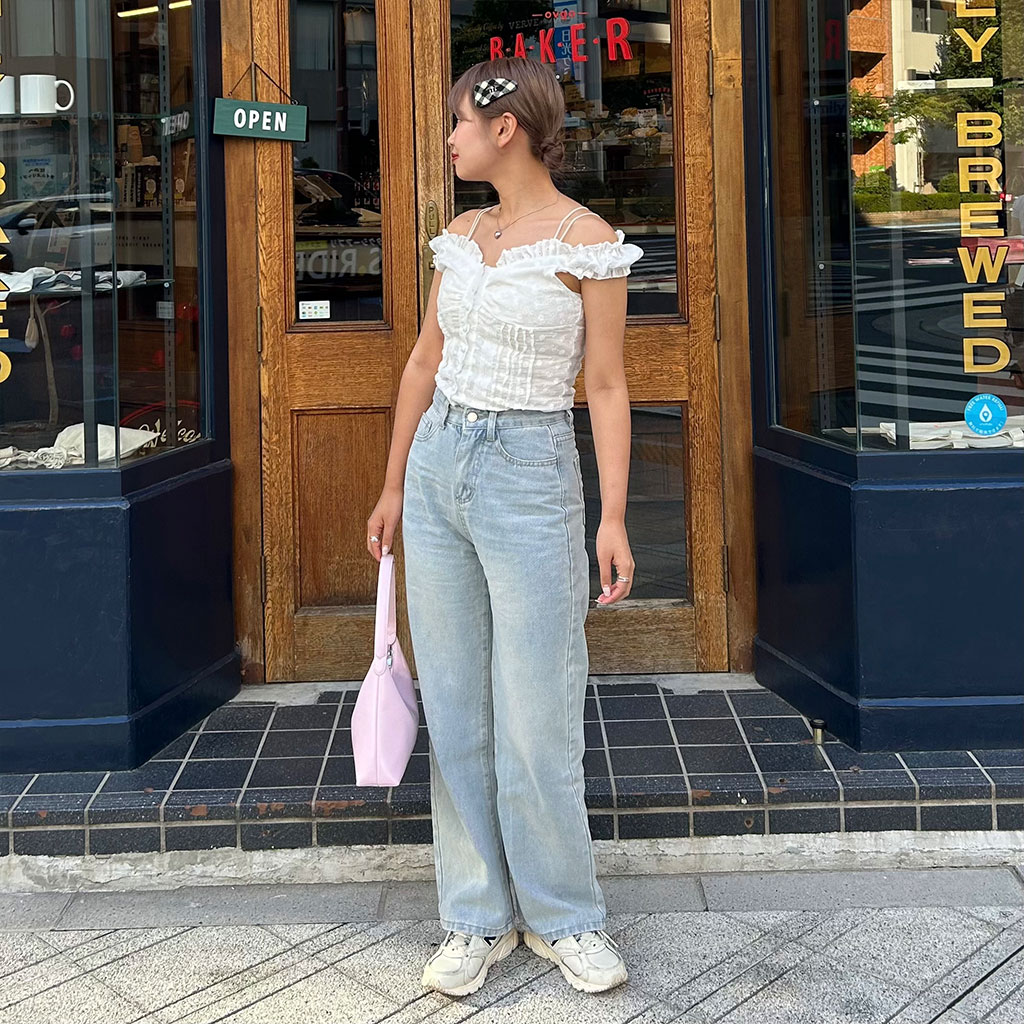 バックリボン刺繍デニムパンツ | ファッション通販サイト NUGU