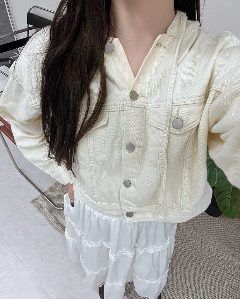 クロップドフードデニムジャケット | ファッション通販サイト NUGU