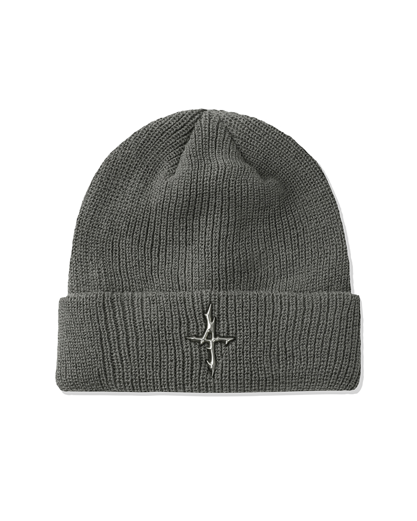 4 Symbol Pendant Beanie - Grey