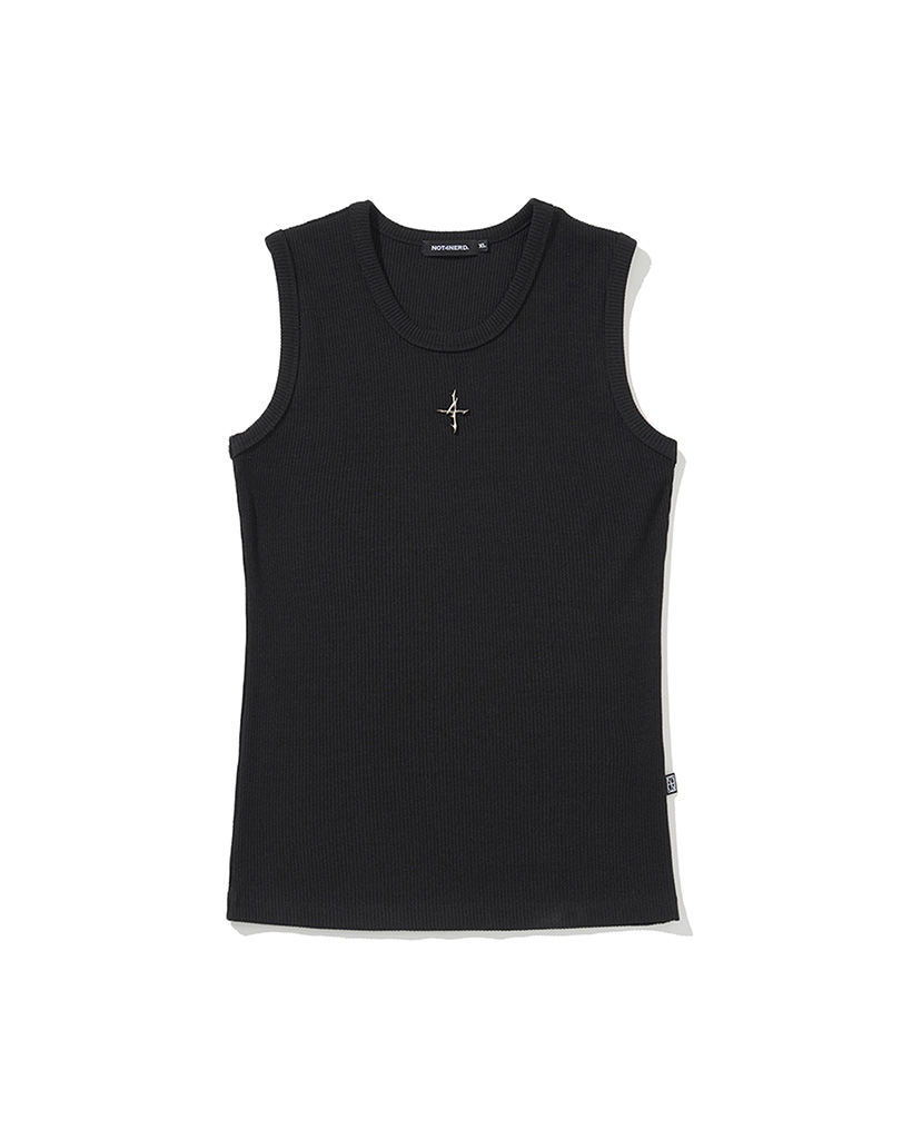 4 Symbol Ribbed Sleeveless - Black