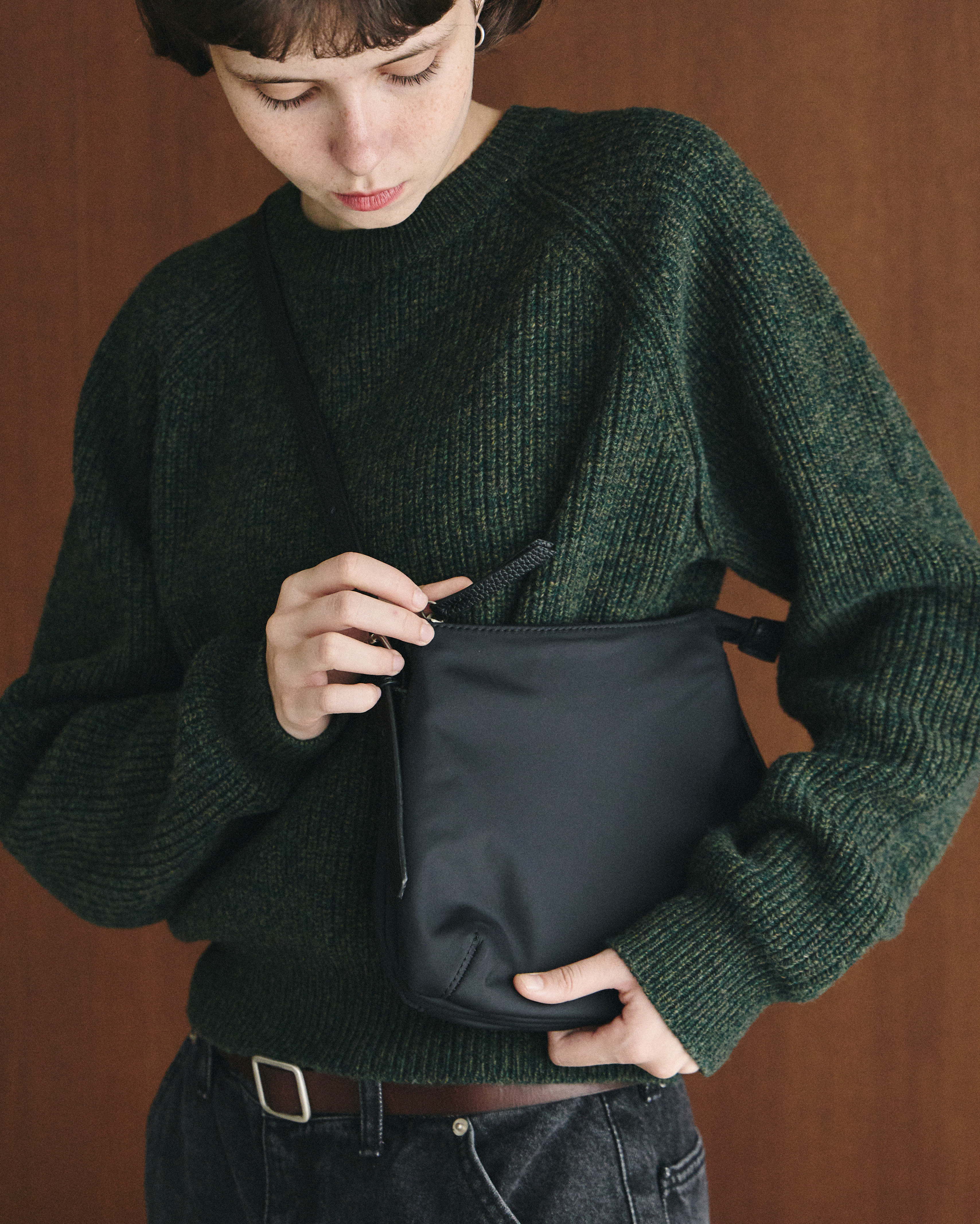 ORIGINAL) ナイロンツインショルダーバッグ (black) | ファッション