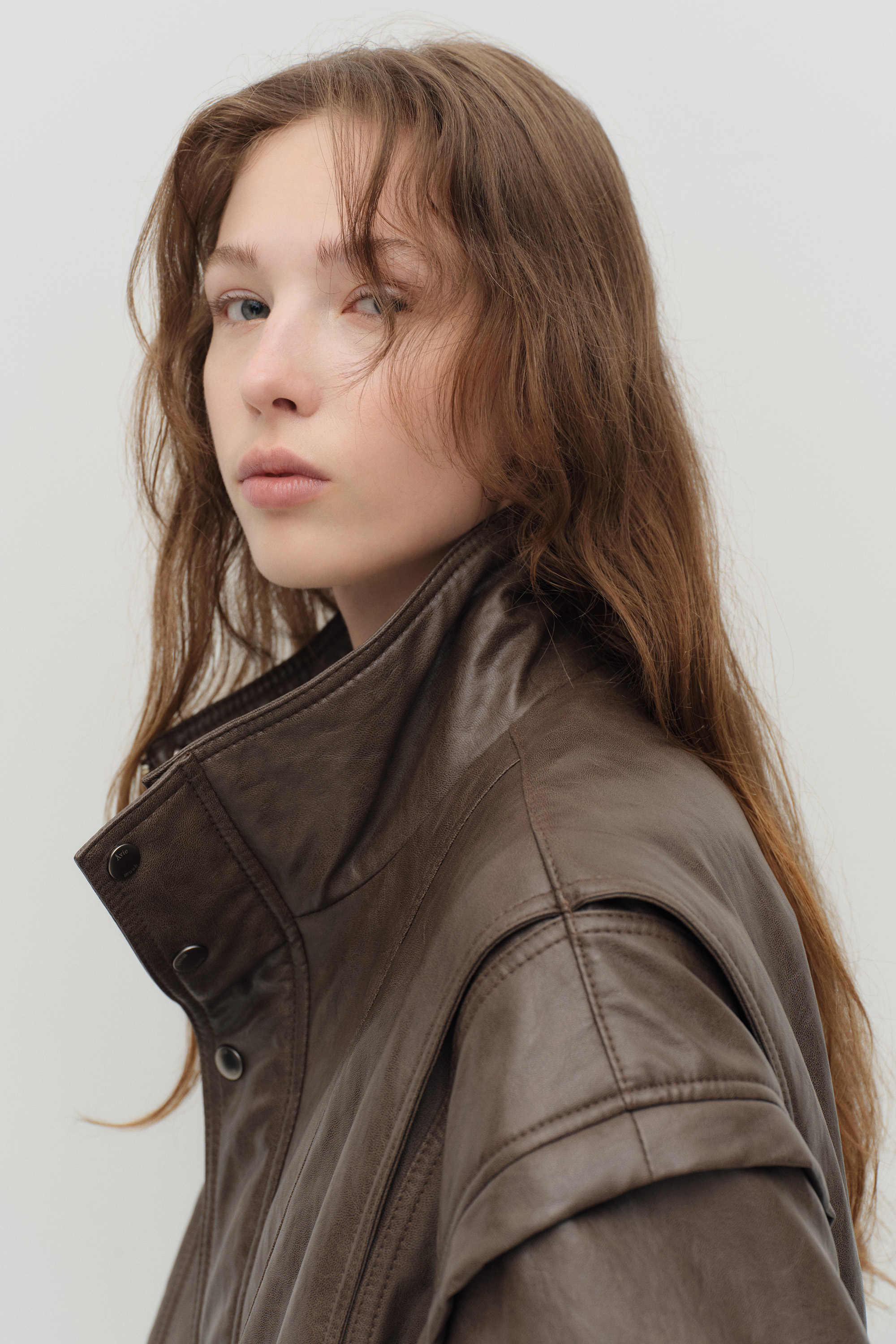 Panelled Faux leather Jacket (Brown) | ファッション通販サイト NUGU