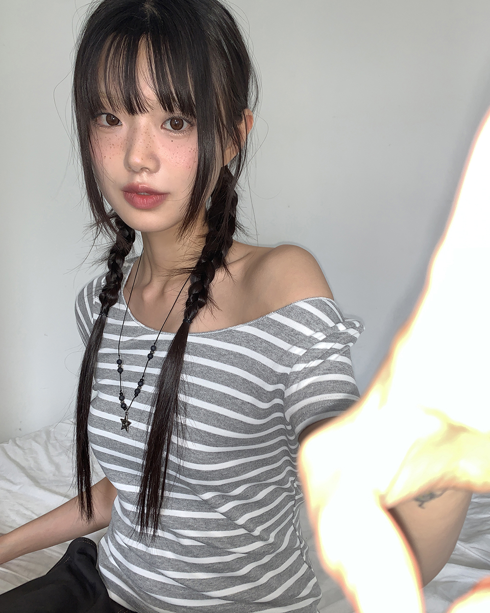 N/L 半袖ストライプTシャツ Tシャツ メンズ トップス 半袖 街並み ニュアンス柄 送料無料・6