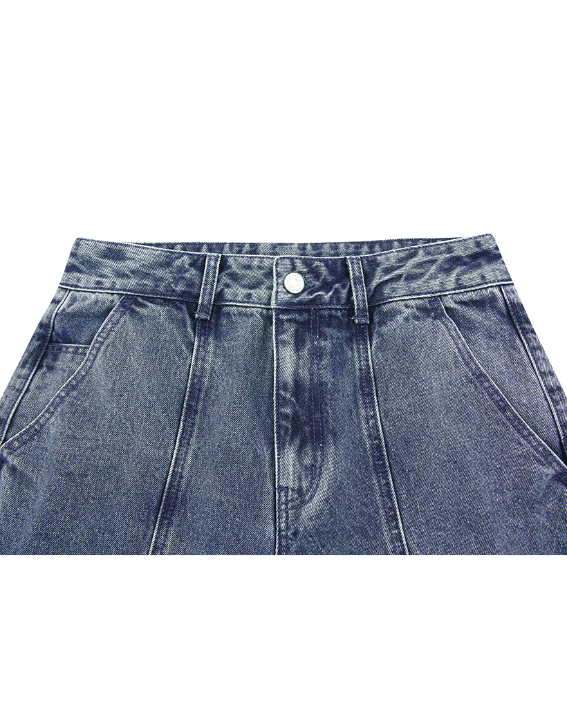 ゆー坊様 デニム L Diagonal cut wide denim pants - blue | ファッション通販