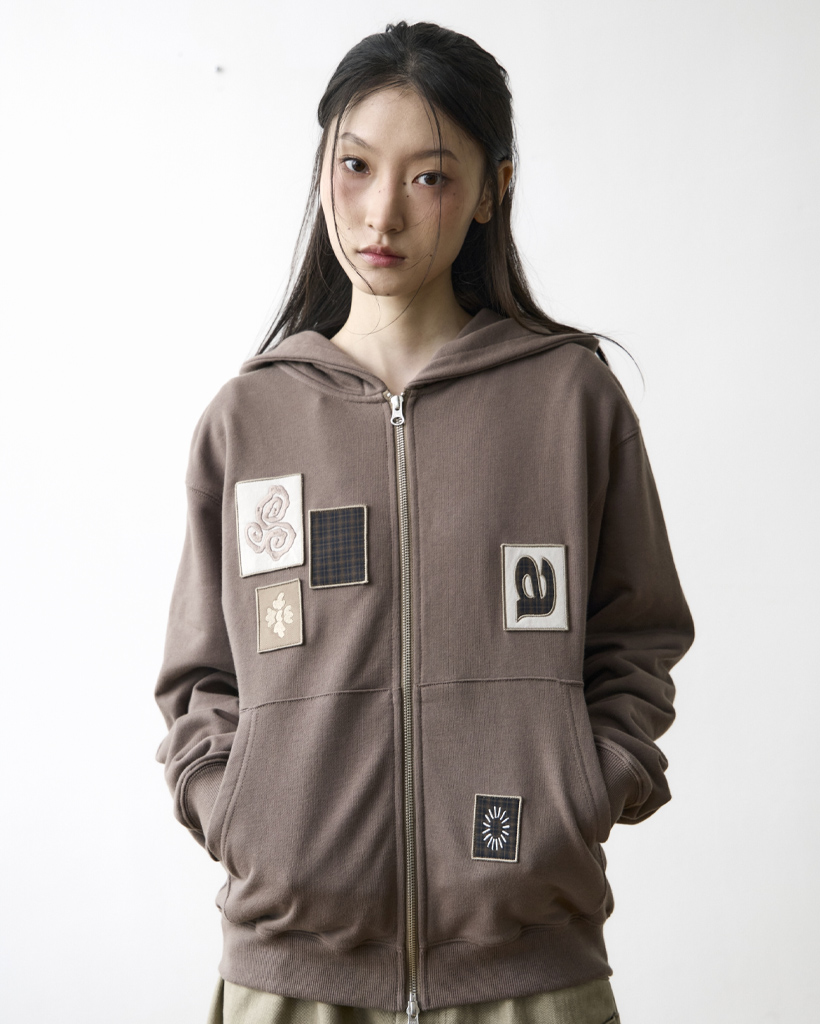TCM frame hooded zip-up (brown) | ファッション通販サイト NUGU