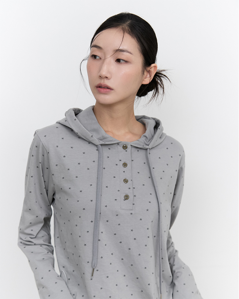 Bluesf washed Star String Hoodie