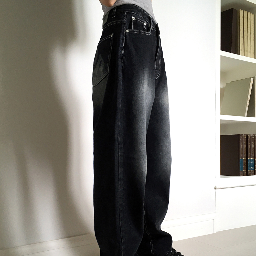 バッグプリントロングワイドデニムパンツ | ファッション通販