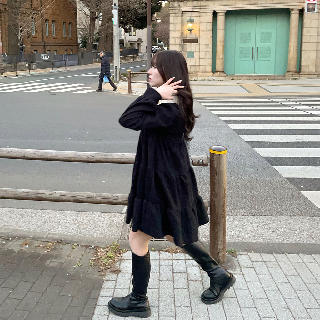 Arpege storyティアードミニワンピース　黒 Arpege story アルページュストーリー ティアードミニワンピース
