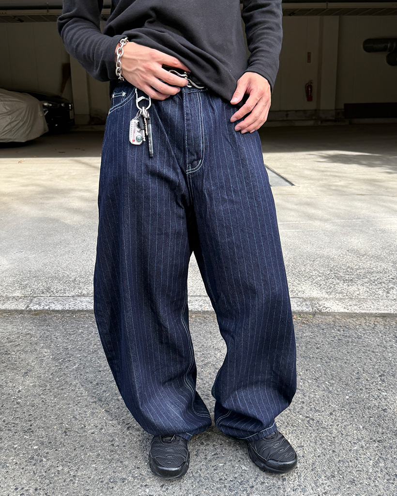 ぶ*る様 9090 バルーンデニム バギーデニム ストライプ ストライプバルーンデニムパンツ | ファッション通販サイト NUGU