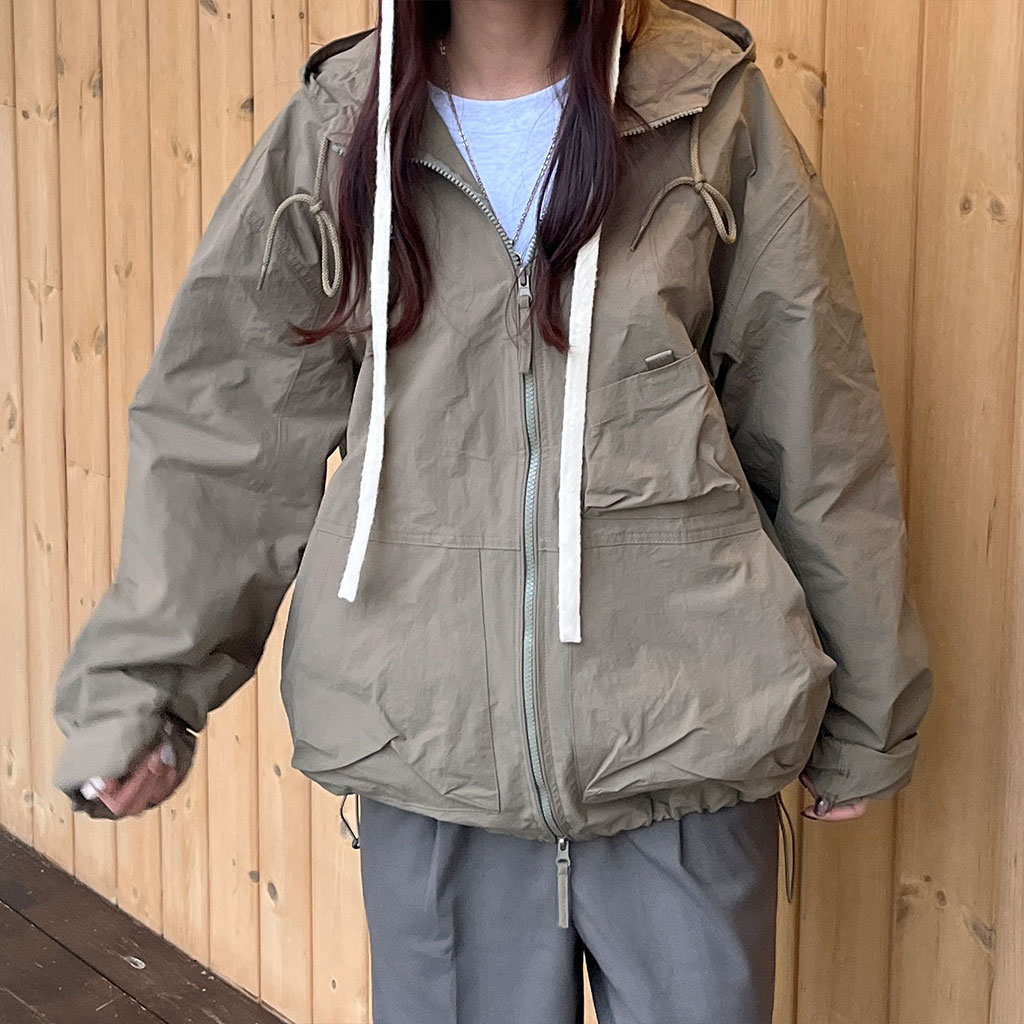 BRIEFING フード付きジャケット グレー セール】 二重織サテン フード付きブルゾン （テーラード